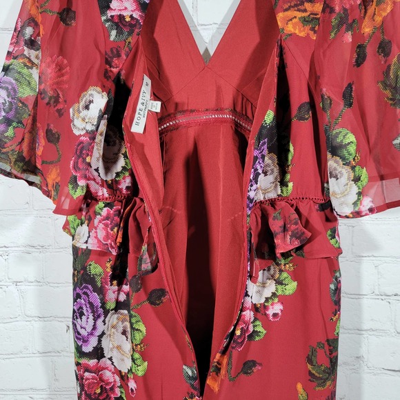 Hope & Ivy Maternity Flutter Sleeve Midi Tea Dress In Mixed Floral 6 NWT - Picture 10 of 14